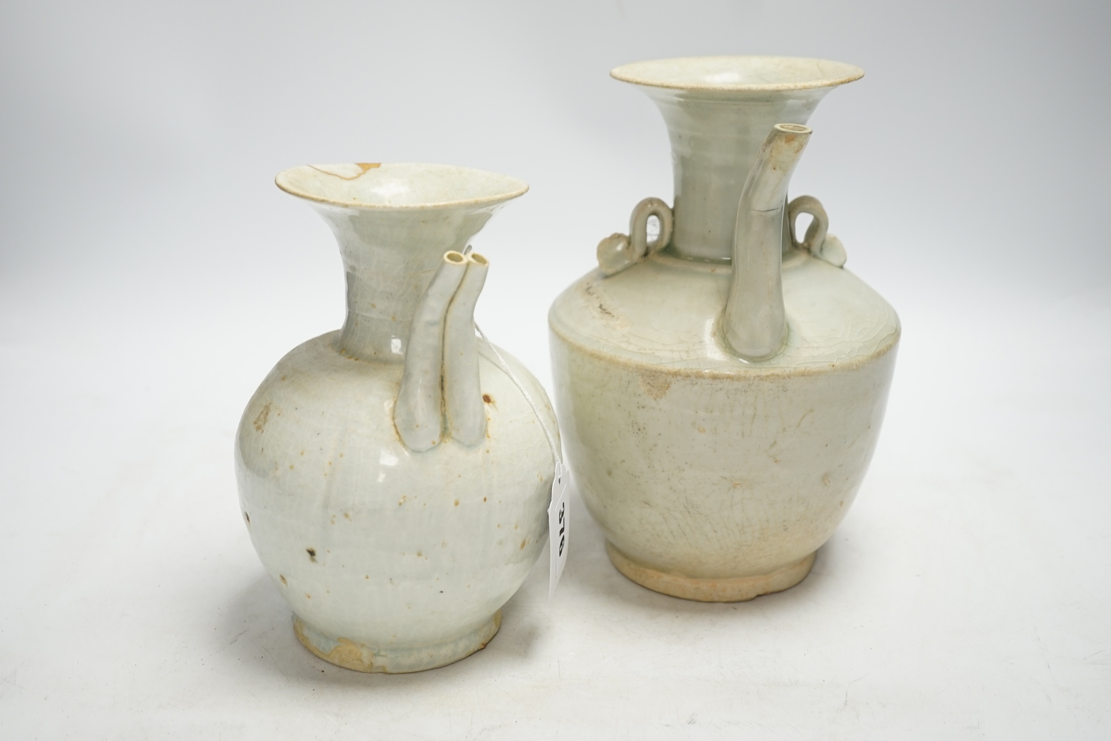 Two Chinese qingbai ewers, Song dynasty, one has Oxford thermoluminescence certificate, tallest 23cm